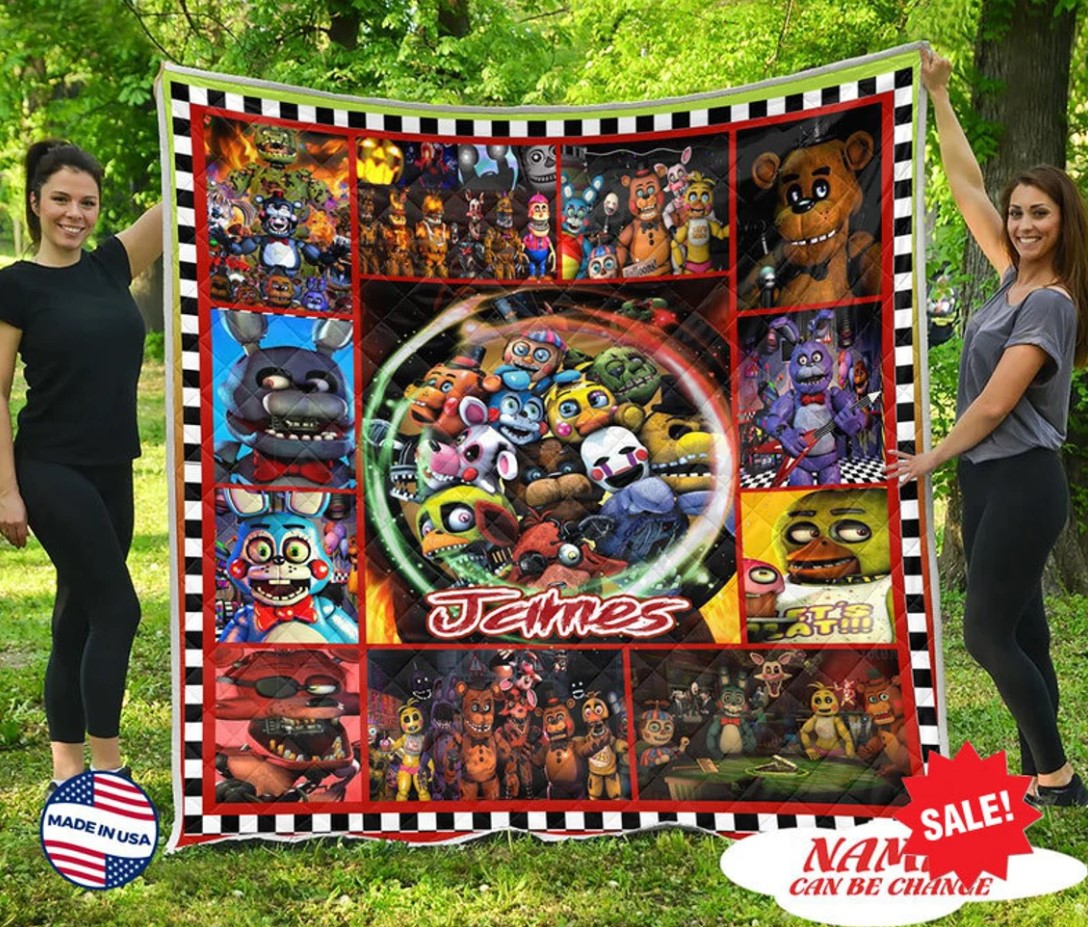 Personalized Five Nights At Freddy Quilt Blanket Five Nights At Freddys Fleece Blanket Gamer Blanket Custom Kids Blanket